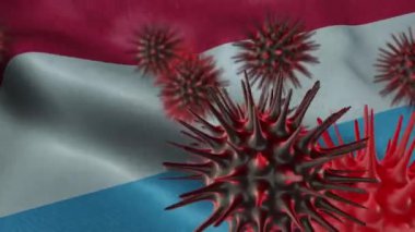 Sallanan Lüksemburg Bayrağı Üzerine 3 Boyutlu Coronavirus Hastalığı