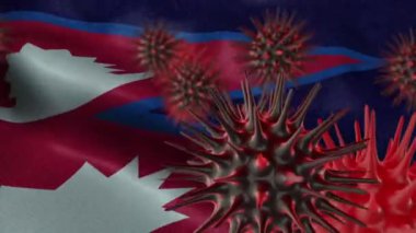 3 Boyutlu Sallanan Nepal Bayrağında Coronavirüs Hastalığı