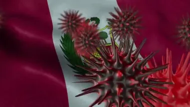  3 Boyutlu Sallanan Peru Bayrağına Koronavirüs Hastalığı