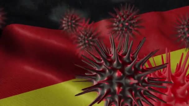 Maladie Coronavirus Propage Sur Drapeau Allemagne Mouvement — Video