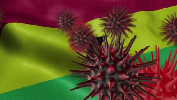 Difusión Enfermedad Por Coronavirus Una Bandera Ghana Ondeante — Vídeo de stock