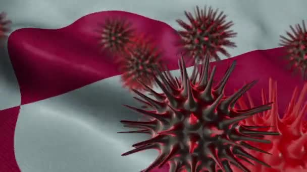 Diffusione Della Malattia Coronavirus Una Bandiera Sventolante Della Groenlandia — Video Stock