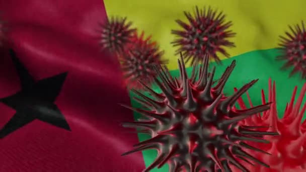 Diffondere Malattia Coronavirus Una Bandiera Sventolante Della Guinea Bissau — Video Stock