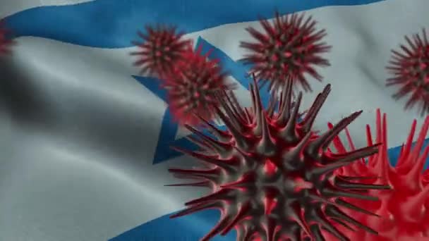 Verbreitung Der Coronavirus Krankheit Auf Schwenkender Israel Flagge — Stockvideo