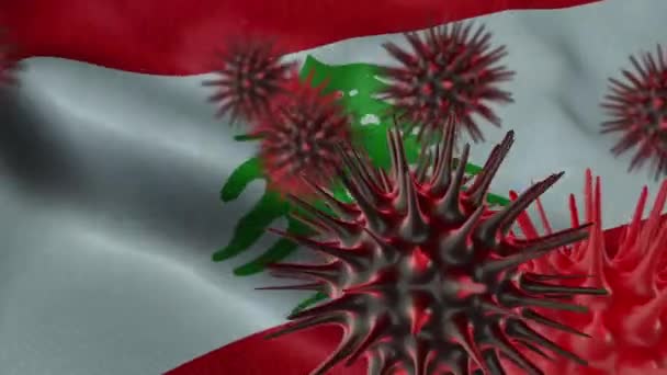 Verspreiden Van Coronavirus Ziekte Een Golvende Libanon Vlag — Stockvideo