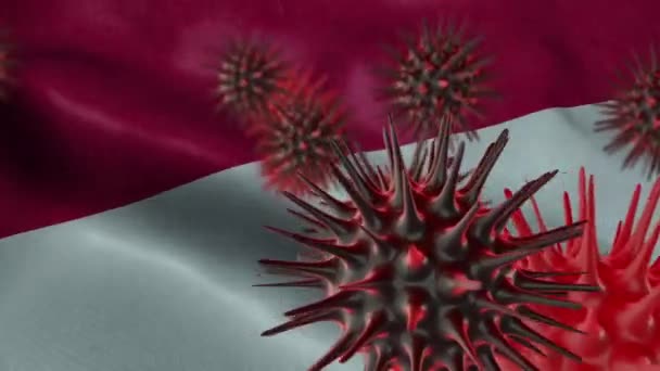 Difusión Enfermedad Por Coronavirus Una Bandera Ondeante Mónaco — Vídeos de Stock