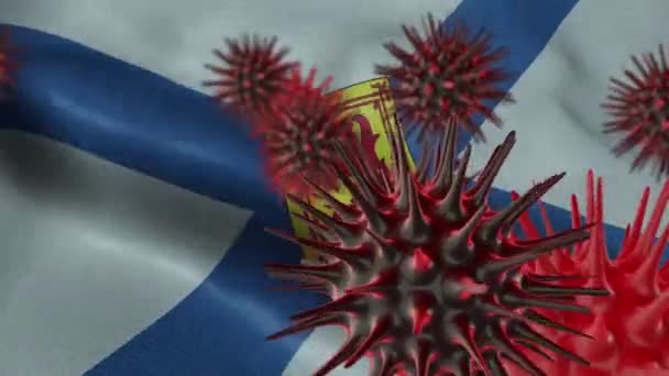 Difusión Enfermedad Por Coronavirus Una Bandera Nueva Escocia Ondeante — Vídeos de Stock