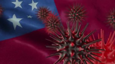 Sallanan Samoa Bayrağında 3 Boyutlu Coronavirüs Hastalığı