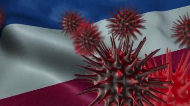 Sallanan Sırbistan ve Karadağ Bayrağında 3 Boyutlu Coronavirus Hastalığı