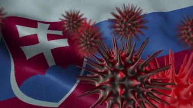Sallanan Slovakya Bayrağı Üzerine 3 Boyutlu Coronavirus Hastalığı