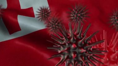 Sallanan Tonga Bayrağında 3 Boyutlu Coronavirus Hastalığı