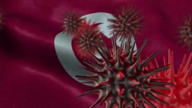 Sallanan Tunus Bayrağında 3 Boyutlu Koronavirüs Hastalığı