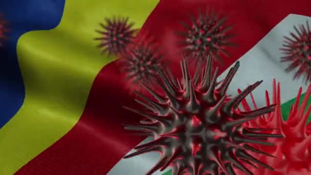 Difusión Enfermedad Por Coronavirus Una Bandera Seychelles Ondeante — Vídeos de Stock