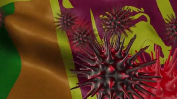 Diffusione Della Malattia Coronavirus Una Bandiera Sventolante Dello Sri Lanka — Video Stock