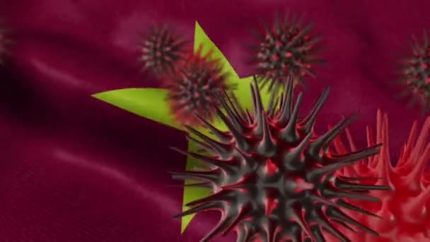 Diffusione Della Malattia Coronavirus Una Bandiera Del Vietnam Sventolante — Video Stock