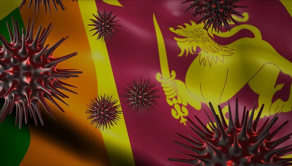 Ein Coronavirus Dreht Sich Mit Sri Lankas Flagge Hintergrund Als — Stockfoto