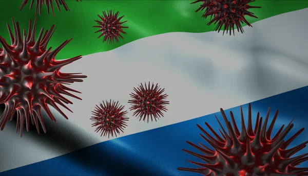 Ein Coronavirus Mit Sierra Loeone Flagge Hintergrund Als Epidemie Ausbruch — Stockfoto