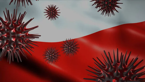 Ein Coronavirus Dreht Sich Mit Der Polnischen Flagge Hinter Sich — Stockfoto