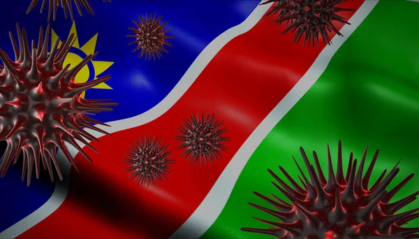 Een Coronavirus Draait Rond Met Namibië Vlag Achter Als Epidemische — Stockfoto