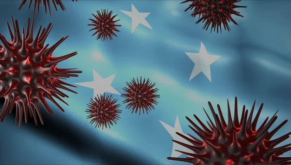Ein Coronavirus Dreht Sich Mit Mikronesien Flagge Hinter Als Epidemie — Stockfoto