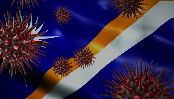 Ein Coronavirus Dreht Sich Mit Marshallinseln Flagge Hinter Als Epidemie — Stockfoto