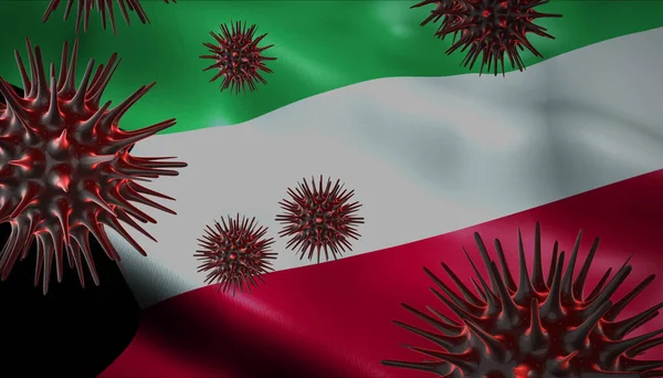 Coronavirus Spinning Kuwait Flag Epidemic Outbreak Infection Kuwait — Stock Photo, Image