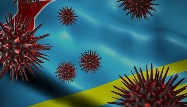 Coronavirus Dreht Sich Mit Aruba Fahne Hintergrund Als Epidemie Ausbruch — Stockfoto