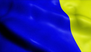 Viterbo 'nun (İtalya ülkesinin) sallanan bayrağının 3D görüntüsü)