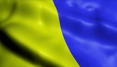 Modena 'nın (İtalya ülkesinin) sallanan bayrağının 3D Görünümü)