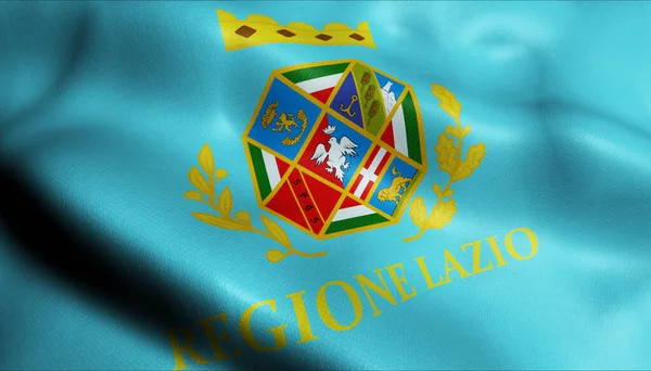 3D Illustration of a waving flag of Lazio (Italy country)