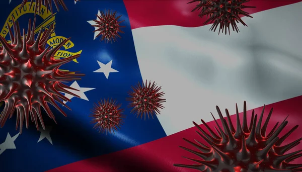 Coronavírus Girando Com Bandeira Estado Dos Estados Unidos Para Trás — Fotografia de Stock
