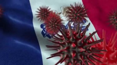 ABD Bayrağı Iowa Coronavirüs Konsepti ile Corona Virüs Salgını 
