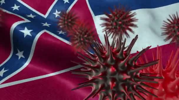 Surto Vírus Corona Com State Flag Mississippi Concept Coronavirus — Vídeo de Stock