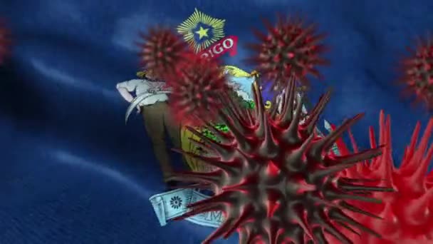 Éclosion Virus Couronne Avec Drapeau Américain Maine Concept Coronavirus — Video