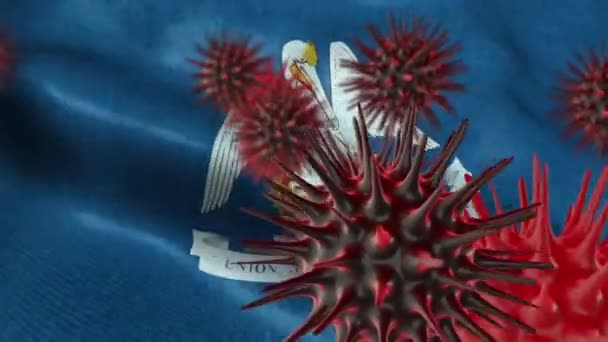 Surto Vírus Corona Com Bandeira Estadual Conceito Coronavirus Louisiana — Vídeo de Stock