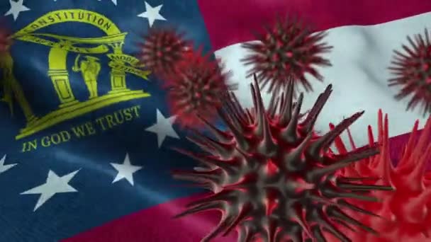 Corona Virus Outbreak State Flag Georgia Coronavirus Concept — Stock Video