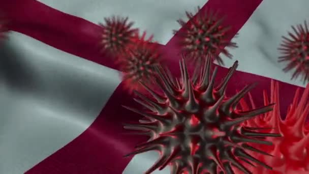 Éclosion Virus Corona Avec Drapeau État Américain Alabama Coronavirus Concept — Video