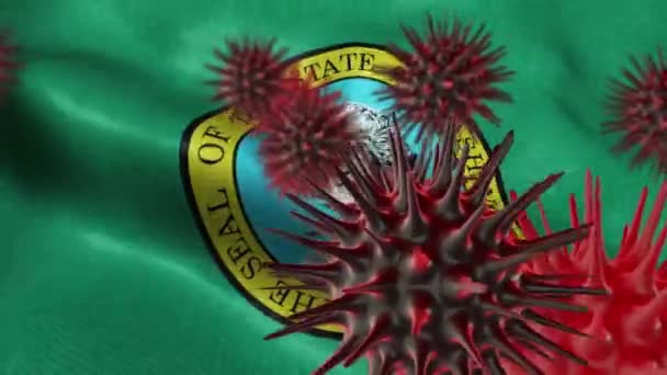 Corona Virus Outbreak State Flag Washington Coronavirus Concept — Stock Video