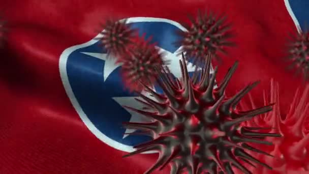 Coronavirus Ausbruch Mit Flagge Von Tennessee Coronavirus Konzept — Stockvideo