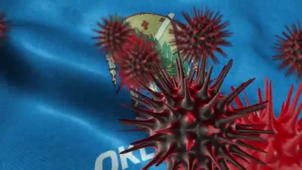 带有美国俄克拉荷马州国旗的Corona病毒爆发 — 图库视频影像