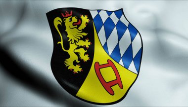 Weinheim 'ın (Almanya ülkesinin) sallanan bir arma bayrağının 3D görüntüsü)