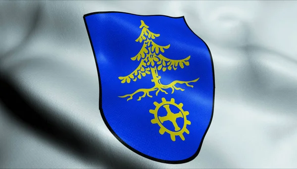 Ilustración Escudo Armas Ondeando Bandera Waldkraiburg Alemania País —  Fotos de Stock