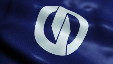 Ishioka 'nın (Japonya ülkesinin) sallanan bayrağının 3D görüntüsü)