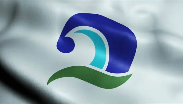 3D Illustration of a waving flag of Kumano (Japan country)