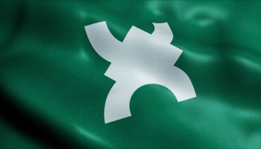 Ikoma 'nın (Japonya ülkesinin) sallanan bayrağının 3D görüntüsü)