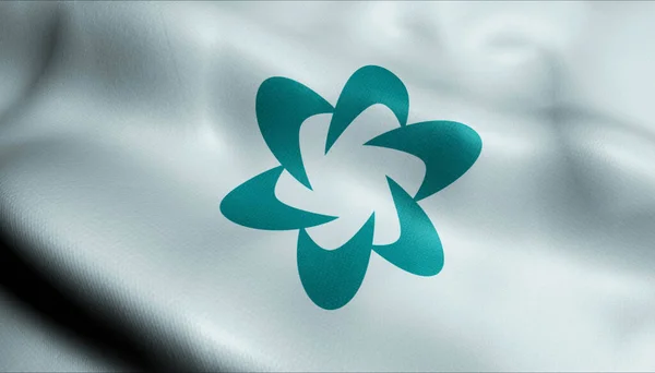 大岛挥动国旗的3D说明 日本国家 — 图库照片