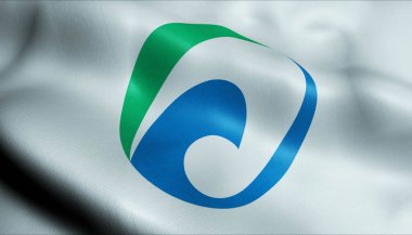 Maibara 'nın (Japonya ülkesinin) 3D sallanan bayrağı)