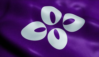 Koshu 'nun (Japonya ülkesinin) sallanan bayrağının 3D görüntüsü)