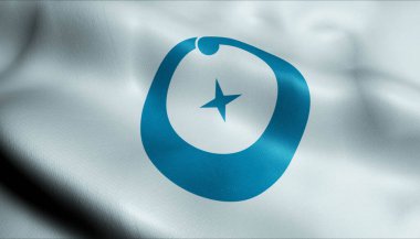 Hamada 'nın (Japonya ülkesinin) sallanan bayrağının 3D görüntüsü)