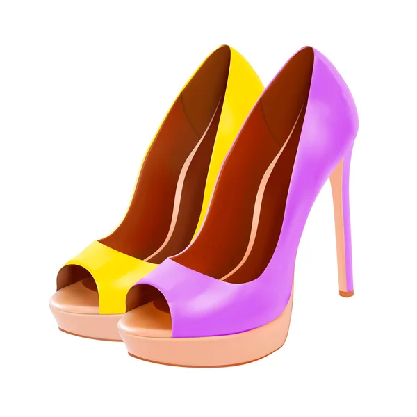 Zapatos de color de las mujeres en el vector sobre fondo blanco — Vector de stock